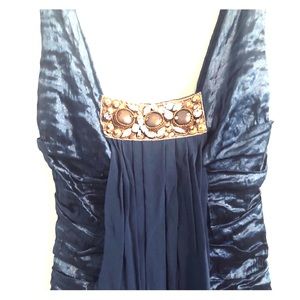 Teal Satin Nicole Miller Collection cocktail dress